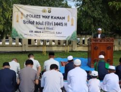 Polres Way Kanan Gelar Sholat Idul Fitri 1445 H