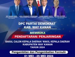 Partai Demokrat Way Kanan Mulai Buka Penjaringan Bacakada Way Kanan 2024-2029