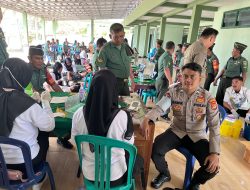 Peringati HUT Ke- 77 Korem 043 Gatam, Polisi Donor Darah di Kodim 0427 Way Kanan