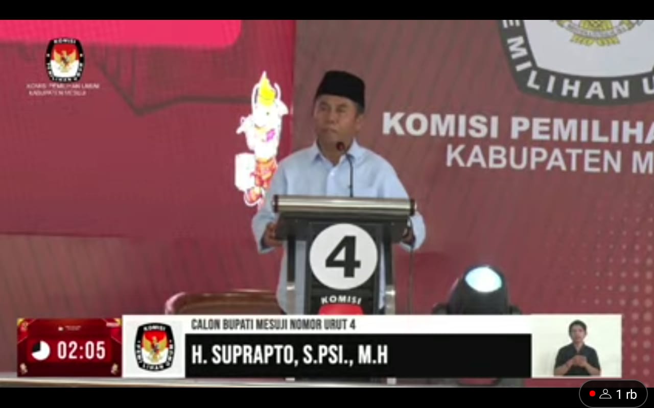 Suprapto Calon Bupati No Urut 04 Kuasai Panggung Debat Perdana Pilkada Mesuji