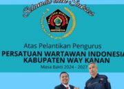 Ketua DPC KWRI Way Kanan Hadiri Pelantikan Pengurus PWI Masa Bhakti 2024-2027