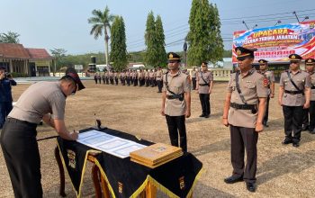 Polres Way Kanan Gelar Upacara Sertijab Kasatlantas, Kasattahti, Kasipropam, Kapolsek Kasui, Kapolsek Pakuan Ratu dan pelantikan Kapolsek Buay Bahuga